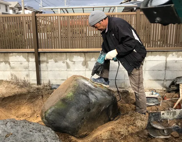 庭石撤去の施工写真1